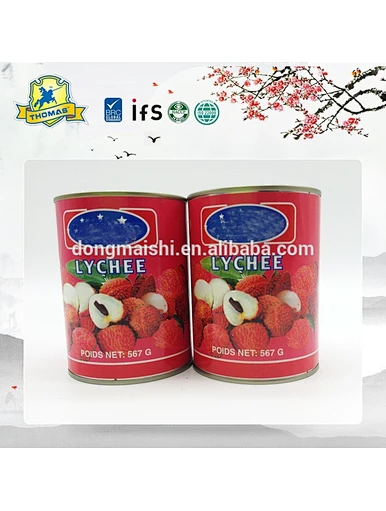 Litchi entier en conserve dans du sirop léger.