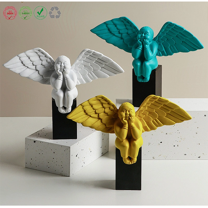 Wholesale ceramic colorful angel set crafts for kids gift