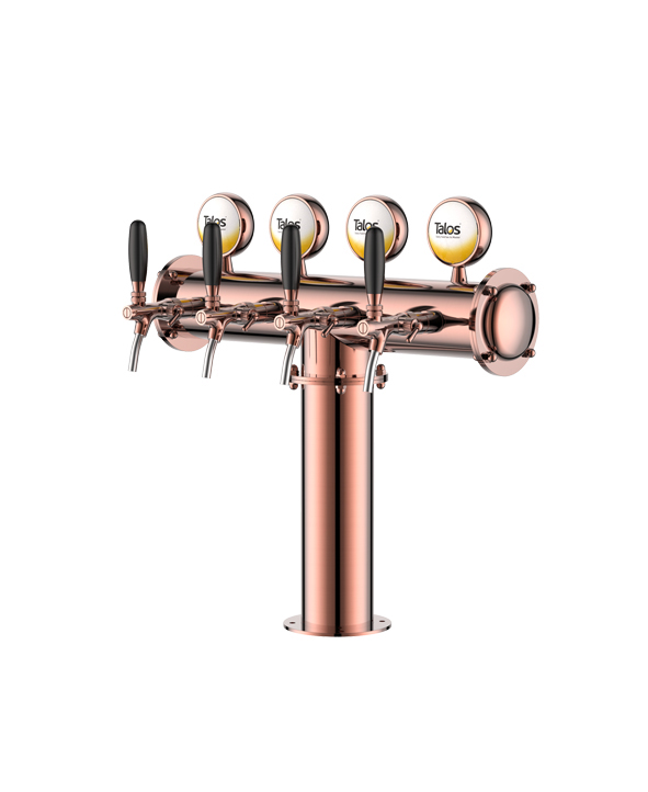 TALOS T Tower Stainless Steel 4 Tap Tower 102mm Beer Dispensing Equipment Draft Beer Tower (Red Bronze, LED)