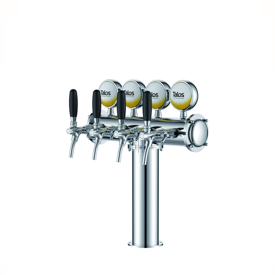 TALOS T Tower Stainless Steel 4 Tap Tower 102mm Beer Dispensing Equipment Draft Beer Tower (Polished, LED)