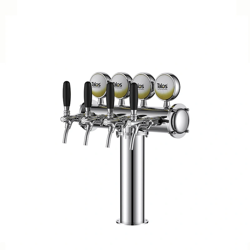 TALOS T Tower Stainless Steel 4 Tap Tower 102mm Beer Dispensing Equipment Draft Beer Tower (Polished, LED)