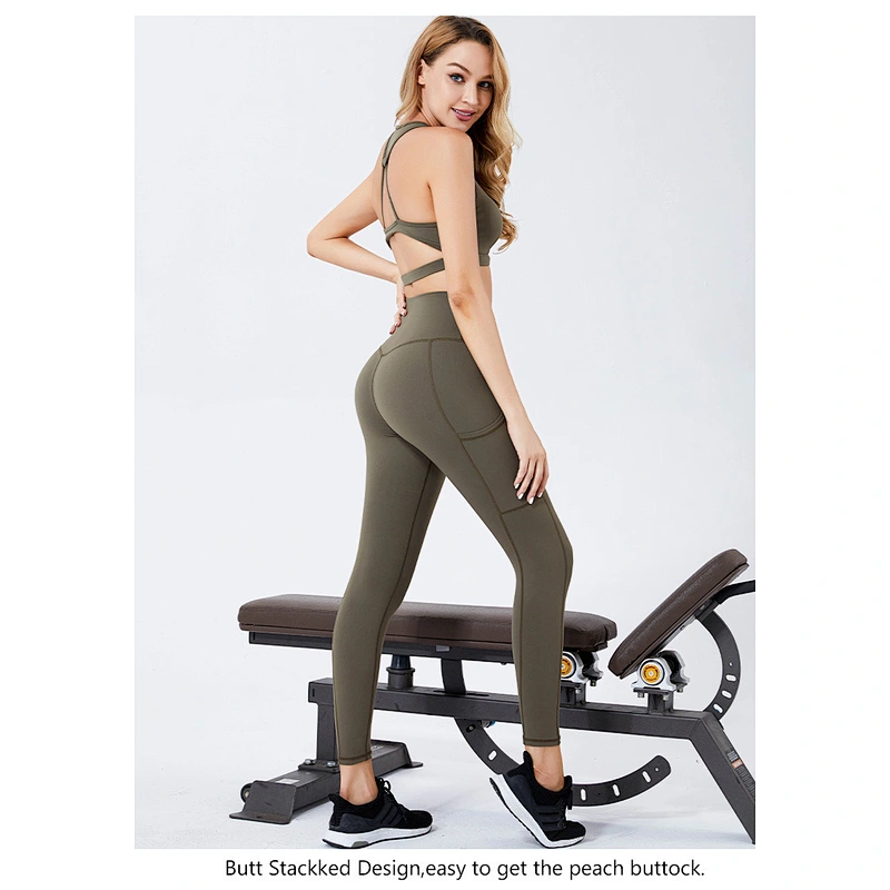 2021 newest design of women's yoga sport set with pocket