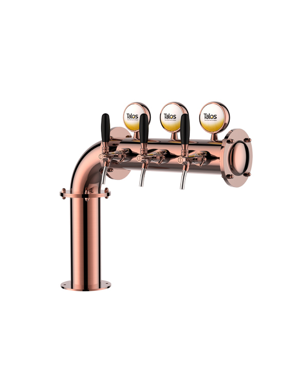 TALOS L Tower Stainless Steel 3 Tap Tower 102mm Beer Dispensing Equipment Draft Beer Tower (LED,Red Bronze)