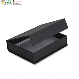 Foldable Black Magnetic Flip Top Gold Stamping Cosmetic Packaging Paper Boxes