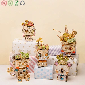 Robotime Pot Bunny wooden flower pot
