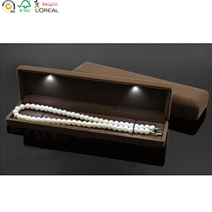 Velvet jewellery box with led light jewelry ring holder earrings gift boxes