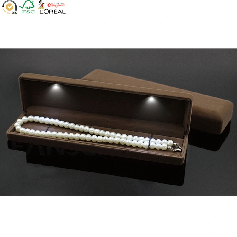 Velvet jewellery box with led light jewelry ring holder earrings gift boxes