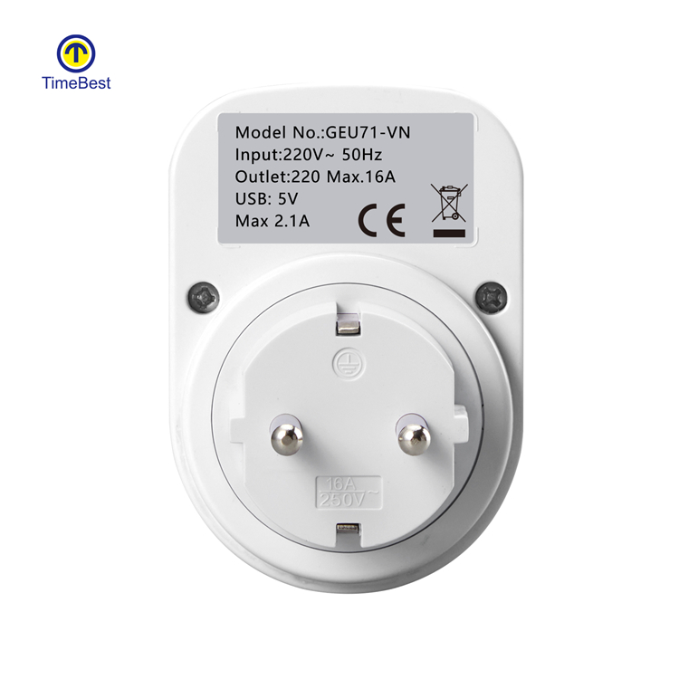High Quality Best Price 5V 2.1A USB Controlled Power Socket Plug