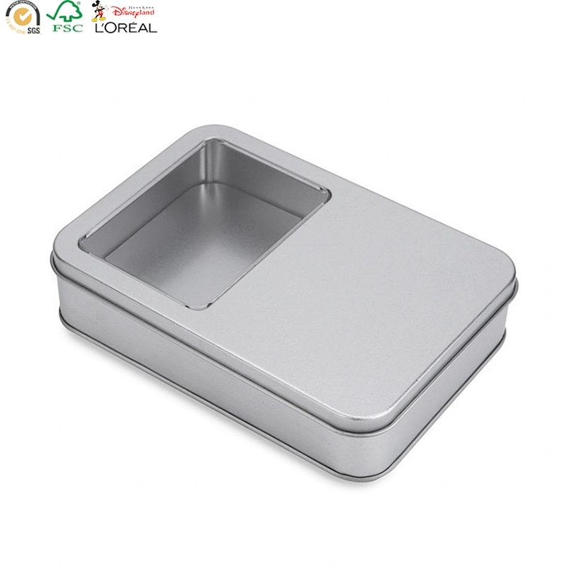 Wholesale plain silver rectangle gift tin soap box