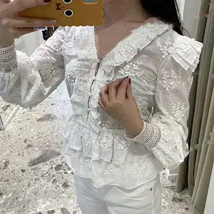 Jacquard Women Long Sleeve Blouse