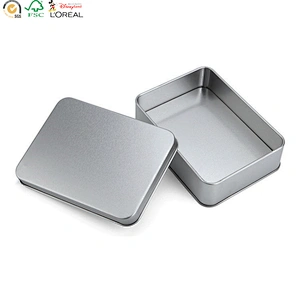 Wholesale plain silver rectangle gift tin soap box