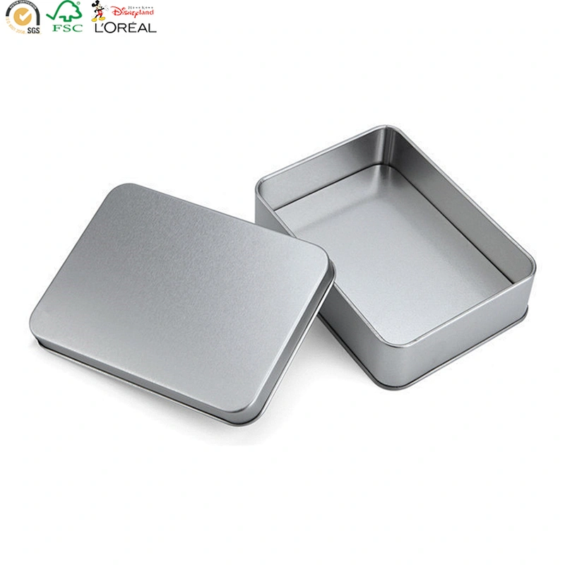Wholesale plain silver rectangle gift tin soap box