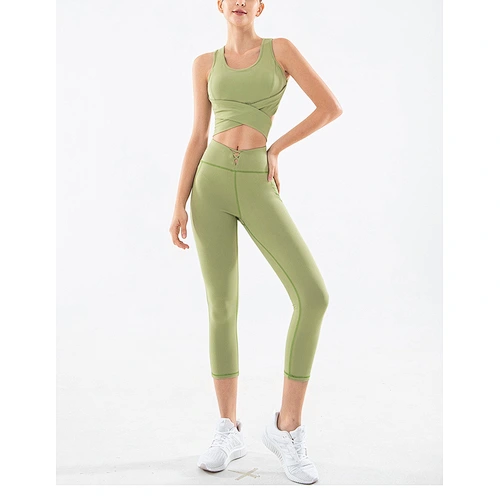2021 Women's new summer yoga design U neck bra with bow tie sexy pants