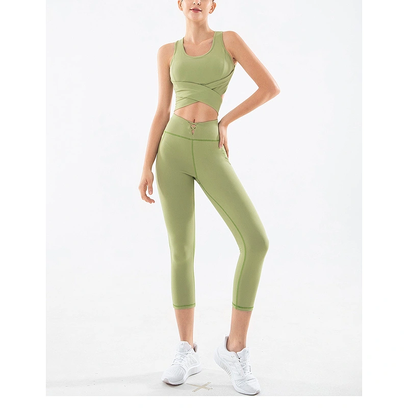 2021 Women's new summer yoga design U neck bra with bow tie sexy pants