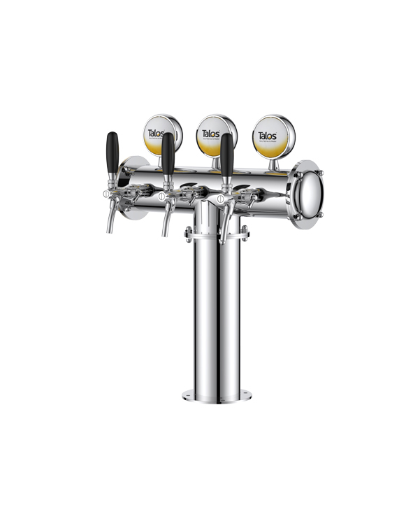 TALOS T Tower Stainless Steel 3 Tap Tower 102mm Beer Dispensing Equipment Draft Beer Tower (Polished, LED)