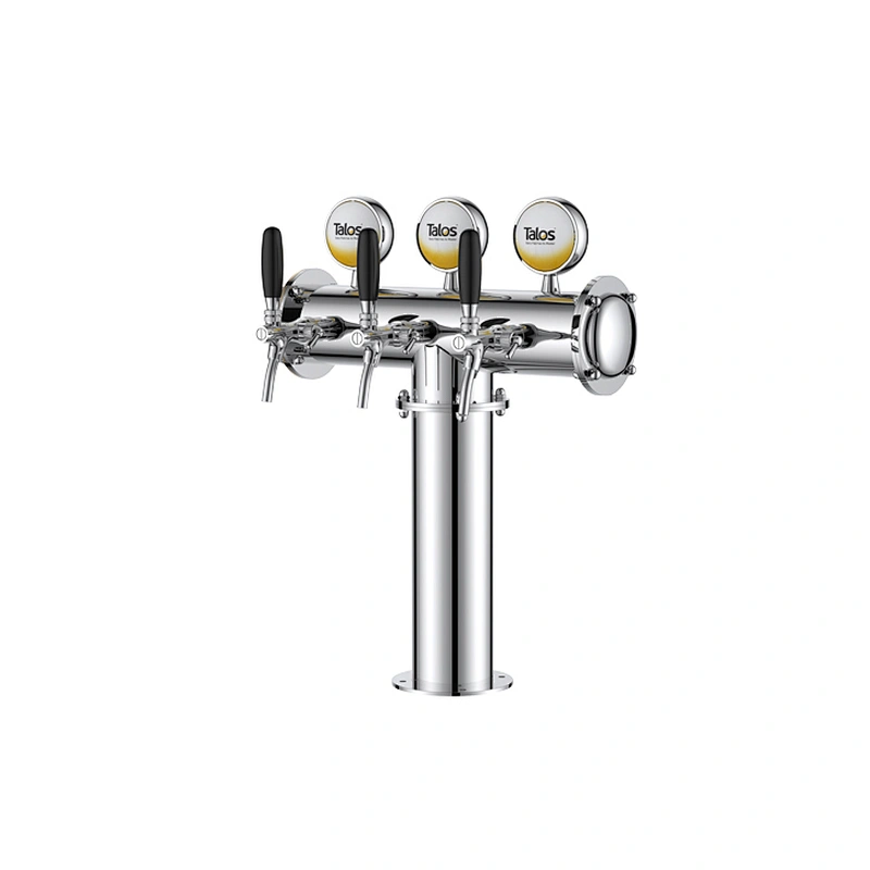 TALOS T Tower Stainless Steel 3 Tap Tower 102mm Beer Dispensing Equipment Draft Beer Tower (Polished, LED)