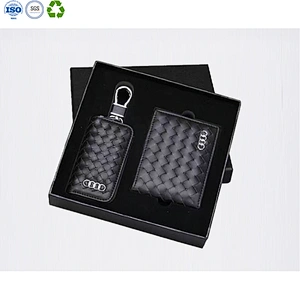 Leather Card Holder Key Case Sets with Gift Box
