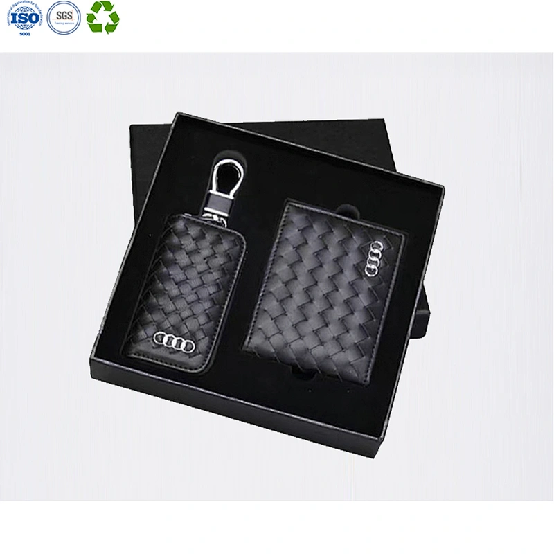 Leather Card Holder Key Case Sets with Gift Box
