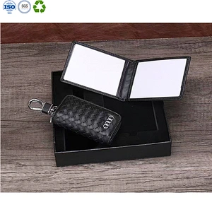Leather Card Holder Key Case Sets with Gift Box