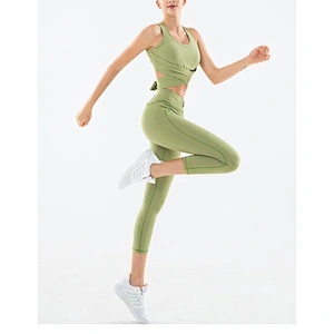 2021 Women's new summer yoga design U neck bra with bow tie sexy pants