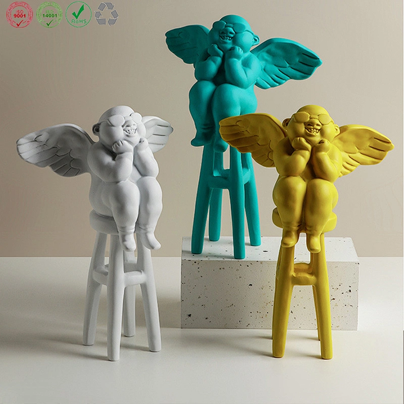 Wholesale ceramic colorful angel set crafts for kids gift