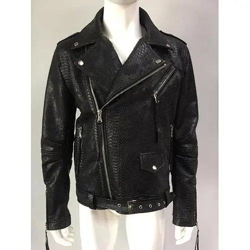 Men's  black high quality fake leather /PU jacket