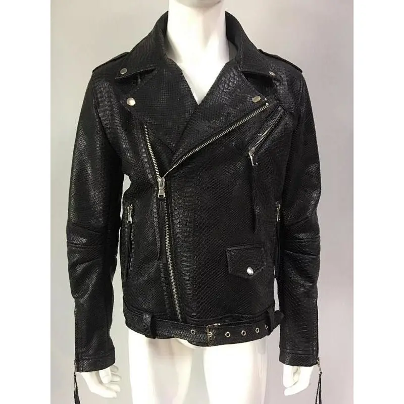 Men's  black high quality fake leather /PU jacket