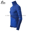 man blue melange high collar shirts