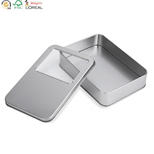 Wholesale plain silver rectangle gift tin soap box