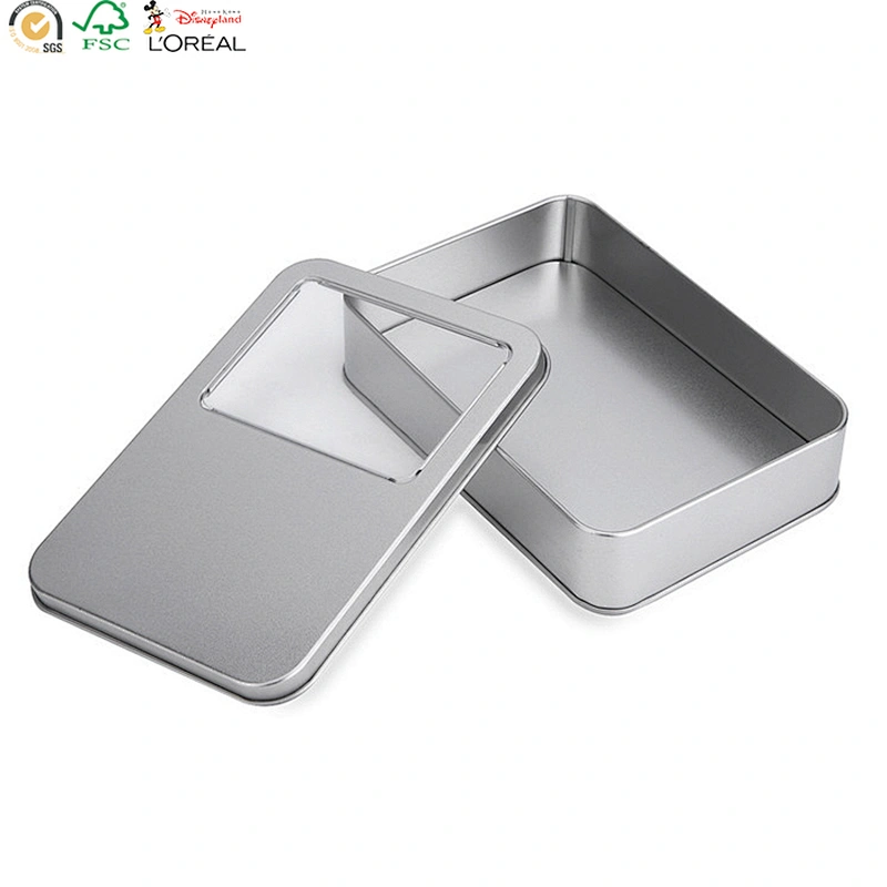 Wholesale plain silver rectangle gift tin soap box