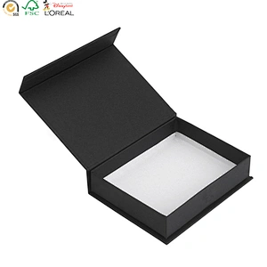 Foldable Black Magnetic Flip Top Gold Stamping Cosmetic Packaging Paper Boxes