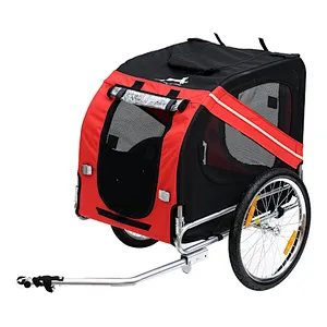 Pet Dog Bike Trailer and Stroller with Red Safety Flag / Type 'A' Hitch and Leash Hook - Red / Black