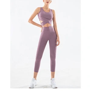 2021 Women's new summer yoga design U neck bra with bow tie sexy pants