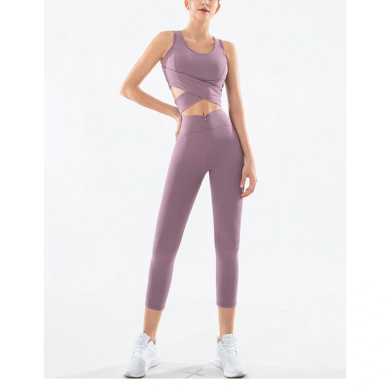 2021 Women's new summer yoga design U neck bra with bow tie sexy pants