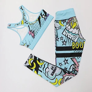 Women's 2021 new design cool summer printing yoga bra with pants set