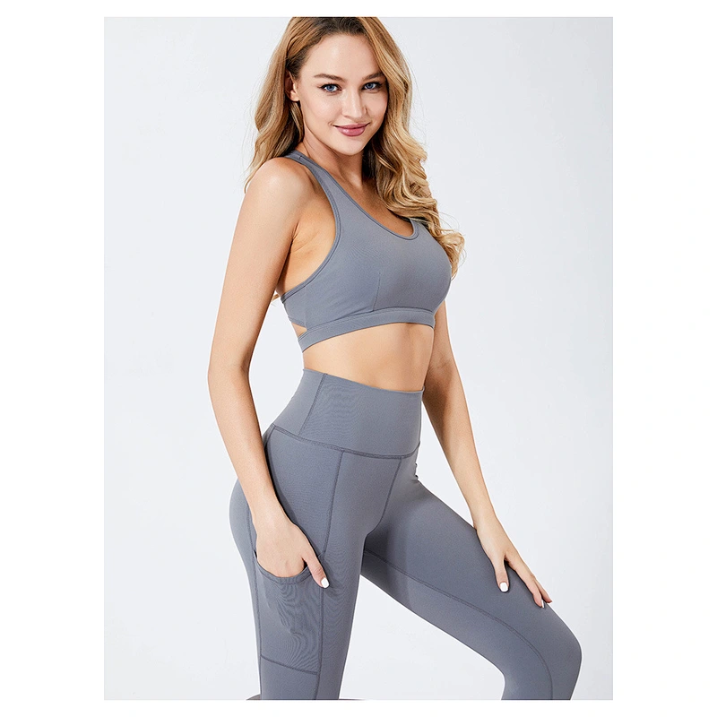 2021 newest design of women's yoga sport set with pocket