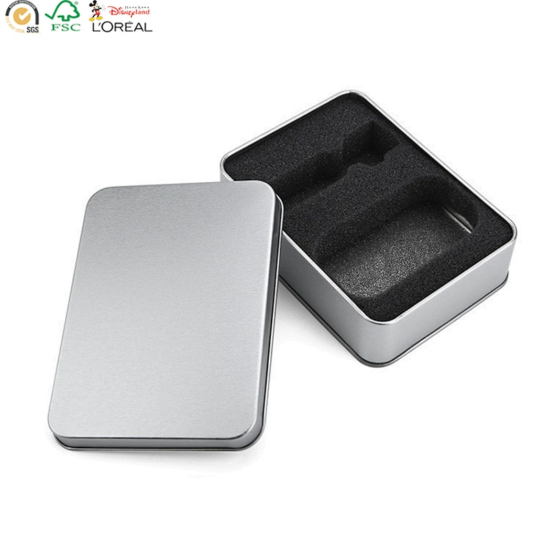 Wholesale plain silver rectangle gift tin soap box