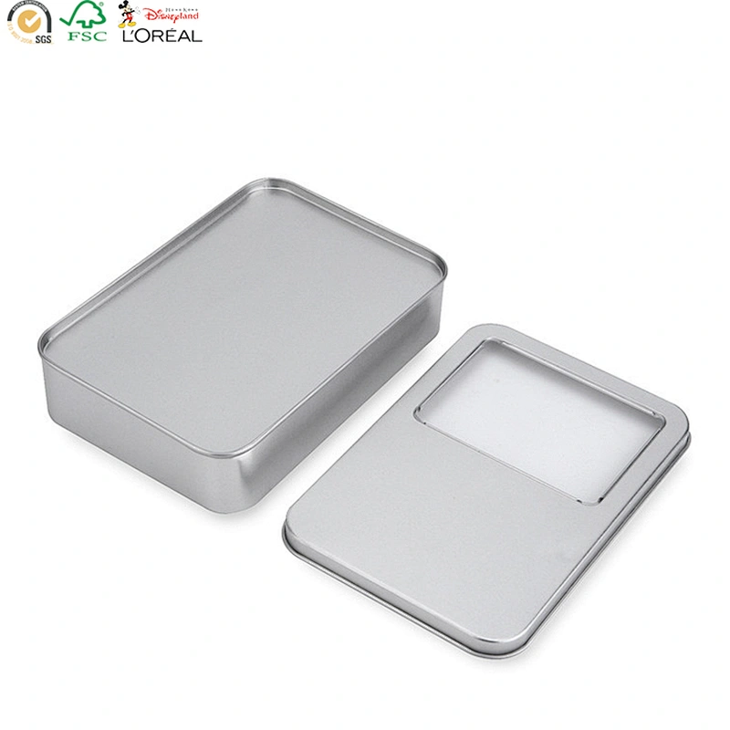 Wholesale plain silver rectangle gift tin soap box