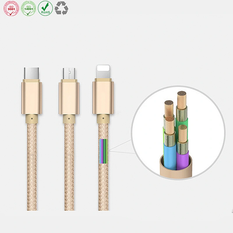 Micro USB Type C Android 3 in 1 Charger Cable