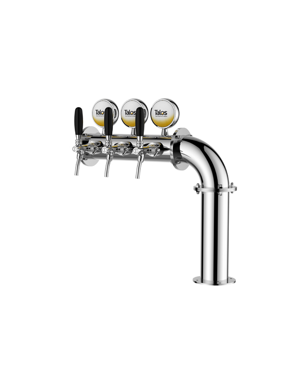 TALOS L Tower Stainless Steel 3 Tap Tower 85mm Beer Dispensing Equipment Draft Beer Tower (Polished)