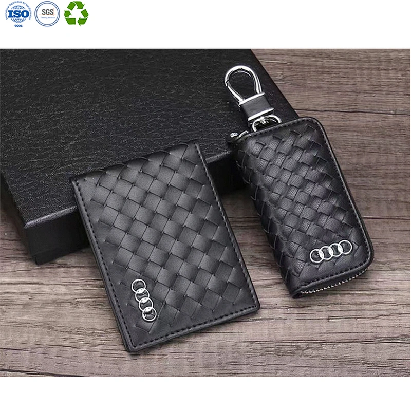 Leather Card Holder Key Case Sets with Gift Box