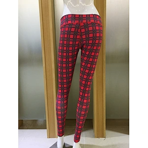 Women's high waist elastic with classic checks printing sports yoga fitness leggings