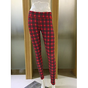 Women's high waist elastic with classic checks printing sports yoga fitness leggings