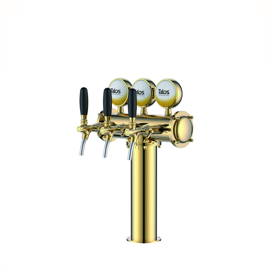 TALOS T Tower Stainless Steel 3 Tap Tower 102mm Beer Dispensing Equipment Draft Beer Tower (PVD, LED)