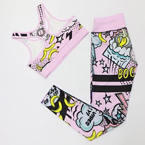 Women's 2021 new design cool summer printing yoga bra with pants set