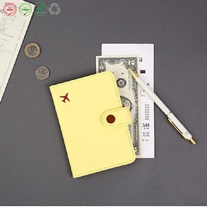 Travel Passport Holder Card Leather Cover Case with Snap Button Closure