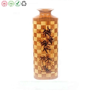 Hand carved bamboo vase