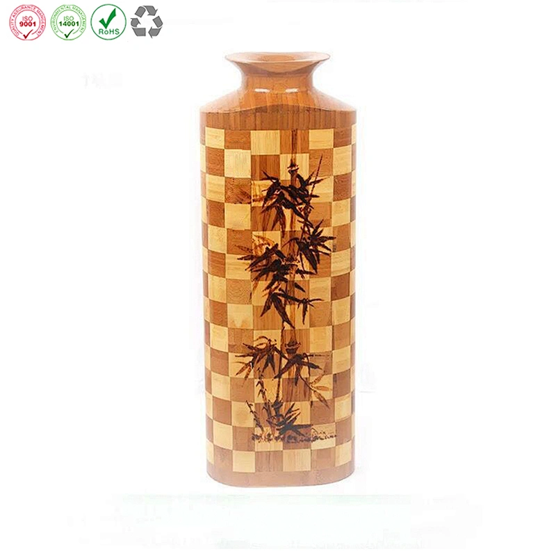 Hand carved bamboo vase