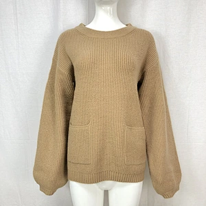 70%Acrylic 23% nylon 7% spandex knitwear pocket solid color thick women ladies sweater