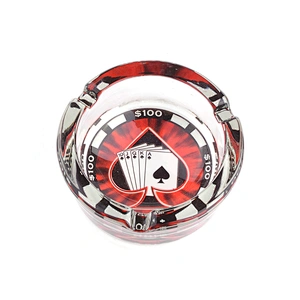 Custom Wholesale Unbreakable Decorative Ash tray Clear Crystal Glass Round Cigar Ashtray For Smoking